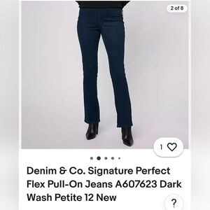 Nwt D& co signature perfect flex pull on jeans dark blue 12 petite